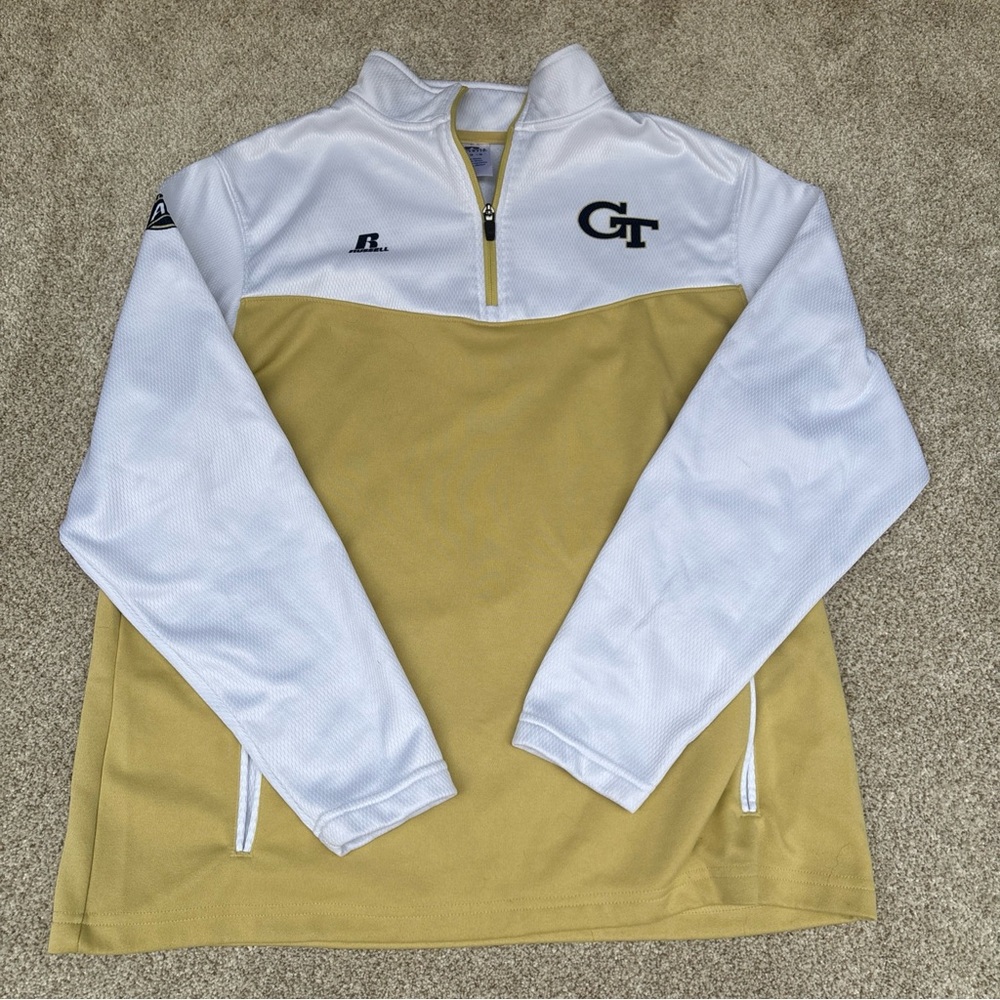 Russell Athletic ACC Georgia Tech White/Gold Large 1/4 Zip S